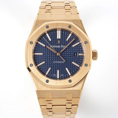 홍콩명품 [오데마피게] 남성용 하이엔드 로얄오크 15400OR.OO.1220OR.03 18K 로즈골드 오토매틱 Cal.3120타입 41mm 네이비 와플 다이얼 aud6562  