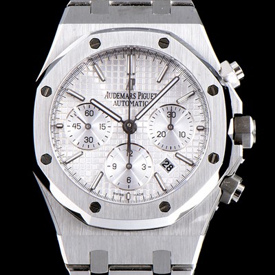 홍콩명품 [오데마피게] 남성용 NEW 로얄오크 26320ST.OO.1220ST.02 41mm 사이즈 드레스 워치!! 크로노그래프 화이트 와플 다이얼 브레이슬릿 신형 ETA 7750B-2 오토매틱 무브먼트 AUD0141  