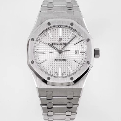 홍콩명품 [오데마피게] 남성용 하이엔드 로얄오크 15400ST.OO.1220ST.02 오토매틱 Cal.3120타입 41mm 실버 와플 다이얼 AUD4230  