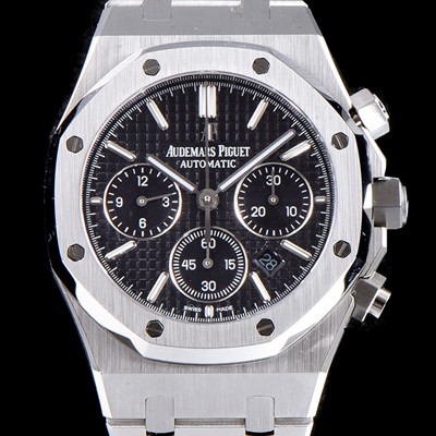 홍콩명품 [오데마피게] 남성용 NEW 로얄오크 26320ST.OO.1220ST.01 41mm 사이즈 드레스 워치!! 크로노그래프 블랙 와플 다이얼 브레이슬릿 신형 ETA 7750B-2 오토매틱 무브먼트 AUD0141  