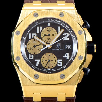 홍콩명품 [오데마피게] 남성용 VIP타입!!로얄오크 오프쇼어 26470BA.OO.1000BA.01 크로노그래프 18K 옐로우 골드 케이스 블랙 3D와플 다이얼 오토매틱 무브먼트 AUD0134  