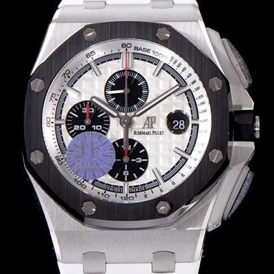 홍콩명품 [오데마피게] 남성용 로얄오크 오프쇼어 26400SO.OO.A002CA.01 블랙 세라믹 베젤 크로노그래프 화이트 와플 다이얼 오토매틱 무브먼트 AUD0212  