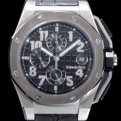 홍콩명품 [오데마피게] 남성용 로얄오크 오프쇼어 26378IO.OO.A001KE.01 아놀드 리미티드 에디션 크로노그래프 블랙 와플 다이얼 스위스 쿼츠 무브먼트 AUD0104  