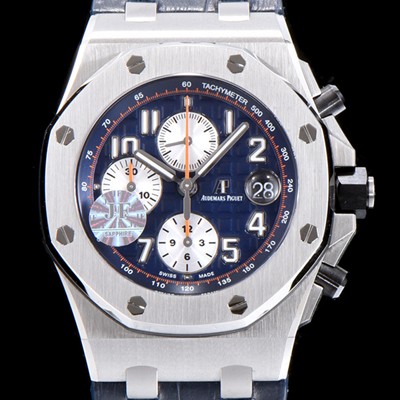 홍콩명품 [오데마피게] 남성용 NEW MOVT UP!! 로얄오크 오프쇼어 26470ST.OO.A027CA.01 블루 테마 에디션 크로노그래프 블루 와플 다이얼 오토매틱 무브먼트 AUD0201  