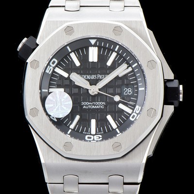 홍콩명품 [오데마피게] 남성용 최고급형！로얄오크 오프쇼어 다이버 15703ST 블랙 와플다이얼 브레이슬릿 오토매틱 무브먼트 AUD0200  