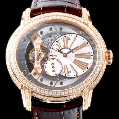 홍콩명품 [오데마피게] 남성용 밀레어리 럭셔리 베젤 투라인 77247OR.ZZ.A812CR.01 18K 로즈골드 실버&골드 스켈레톤 다이얼 오토매틱 무브먼트 AUD0115  