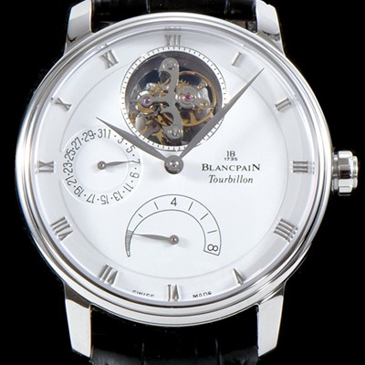 홍콩명품 [블랑팡] 남성용 빌레레 클래식 6025-1542-55B 투어빌론 화이트 다이얼 BLA4202  