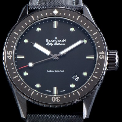 홍콩명품 [블랑팡] 남성용 VIP타입 최고의 퀄리티 피프티 패덤스 5000-0130-B52 A ZF 바티스카프 리얼 세라믹 베젤 UP!! 칼리버1315 다이버 워치 블랙 다이얼 오토매틱 무브먼트 BLA4232  