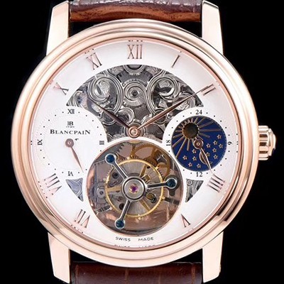 홍콩명품 [블랑팡] 남성용 VIP타입 리얼 뚜르비용 18k 로즈골드 화이트 다이얼 투어빌론 무브먼트 BLA4215  