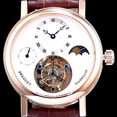 홍콩명품 [브레게] 남성용 클래식 그랜드 컴플리케이션 5357PT/1B/9V6 리얼 뚜르비용 최신버전 업그레이드형!! 문페이즈 18K 로즈골드 화이트 실버 텍스쳐드 다이얼 투어빌론 탑재 무브먼 BRG0401  