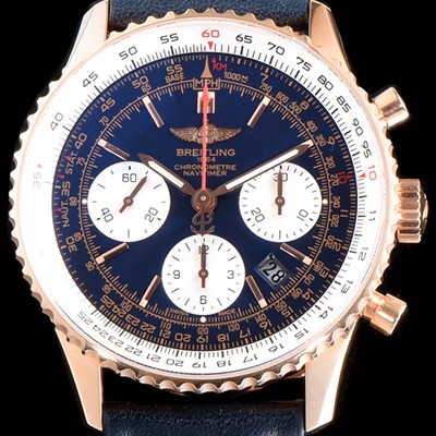 홍콩명품 [브라이틀링] 남성용 신형 네비타이머 RB012012|Q606|739P|R20BA.1 베스트인기모델!!크로노그래프 18K 로즈골드 블루 다이얼 오토매틱 무브먼트 BRE0202  