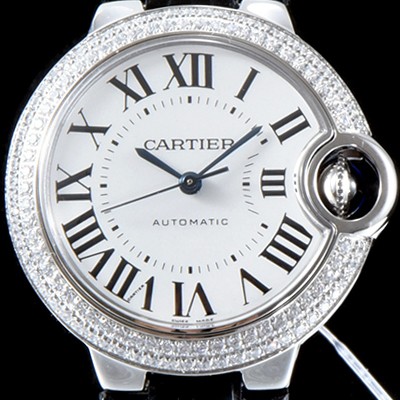 홍콩명품 [까르띠에] 남성용 신형 UP!!발롱블루 드 까르띠에 WE900651 33-36mm 사이즈 최상급 다이아몬드 세팅 베젤 화이트 실버 썬더스트 다이얼 오토매틱 무브먼트 CAR0006  