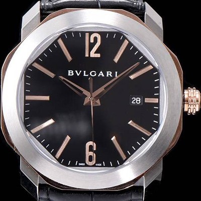 홍콩명품 [불가리] 남성용 옥토 워치 18k 로즈 골드 화이트 골드 투톤 콤비 블랙 다이얼 오토매틱 무브먼트 BVL4205  