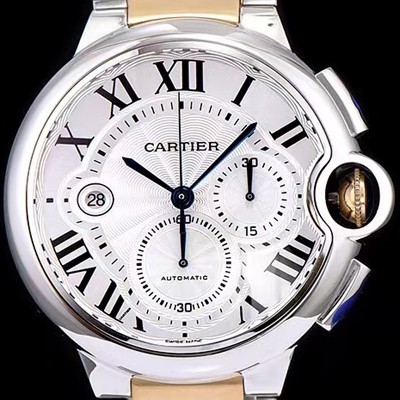 홍콩명품 [까르띠에] 남성용 발롱블루 드 까르띠에 W6920063화이트 다이얼 크로노그래프 업버전 7750-2 오토매틱 무브먼트 CAR0100  