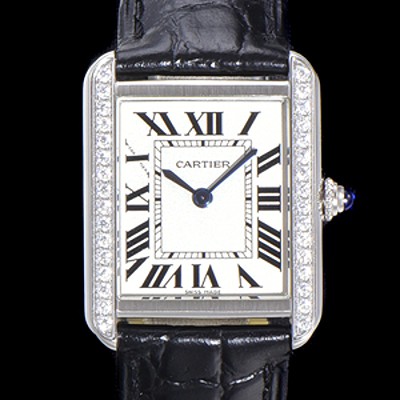 홍콩명품 [까르띠에] 여성용 탱크 WJTA0011 로마 인덱스 31mm 화이트 다이얼 커플용 악어가죽 쿼츠 무브먼트 CAR0500  
