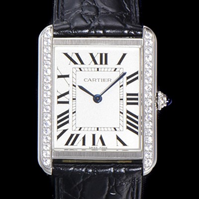 홍콩명품 [까르띠에] 남성용 탱크 WJTA0015 로마 인덱스 34.8mm 화이트 다이얼 커플용 악어가죽 쿼츠 무브먼트 CAR0501  