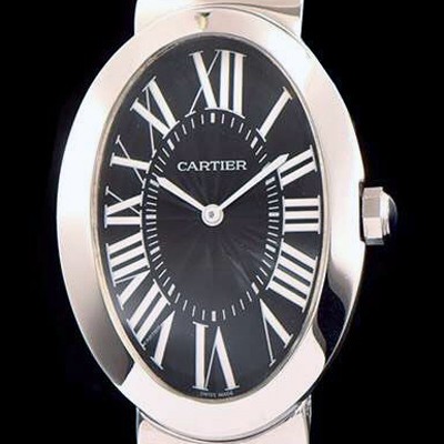 홍콩명품 [까르띠에] 여성용 베누아 스위스 쿼츠 실버 베젤 블랙 다이얼 CAR0010  