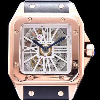 홍콩명품 [까르띠에] 남성용 신상출시!!산토스 뒤몽 컬렉션 WHSA0010 18k 로즈골드 스켈레톤 다이얼 오토매틱 무브먼트 CAR0113  