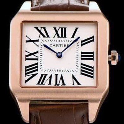 홍콩명품 [까르띠에] 남여공용 산토스 시리즈 9015 무브먼트 로즈골드 베젤 화이트 다이얼 CAR0012  