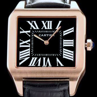 홍콩명품 [까르띠에] 남여공용 산토스 시리즈 9015 무브먼트 로즈골드 베젤 블랙 다이얼 CAR0014  