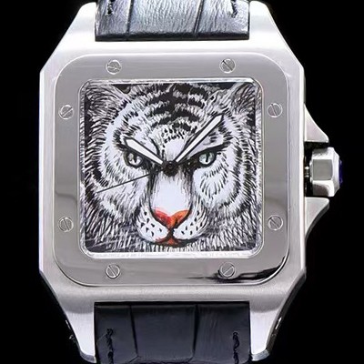 홍콩명품 [까르띠에] 남성용 산토스 시리즈 백호 다이얼 쿼츠 무브먼트 CAR0500  