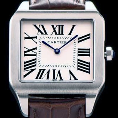 홍콩명품 [까르띠에] 남여공용 산토스 시리즈 9015 무브먼트 실버 베젤 화이트 다이얼 CAR0010  