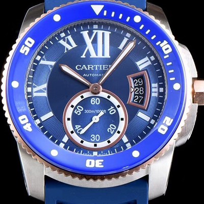 홍콩명품 [까르띠에] 남성용 칼리브 드 까르띠에 W2CA0009 최신형 다이버 데일리워치 18k 로즈골드 투톤콤비 케이스 블루 세라믹 베젤 서브 세컨즈 블루 다이얼 오토매틱 무브먼트 CAR0045  
