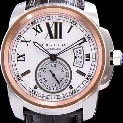 홍콩명품 [까르띠에] 남성용 칼리브 드 까르띠에 W7100039 18k 로즈골드 베젤 화이트 다이얼 오토매틱 무브먼트 CAR0100  