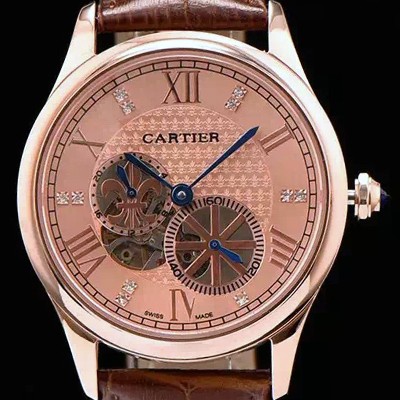 홍콩명품 [까르띠에] 남성용 로통드 드 까르띠에 오토매틱 42mm 골드다이얼 CAR0041  