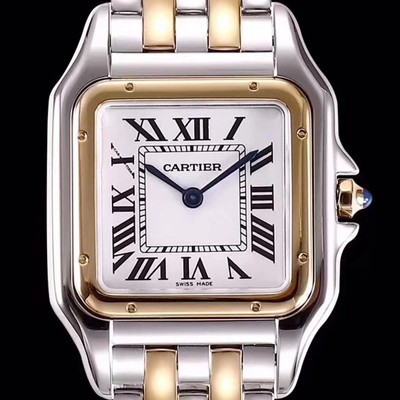 홍콩명품 [까르띠에] 여성용 NEW 쿼츠 타입 팬더 드 까르띠에 워치 W2PN0007 미듐 모델 18K 옐로우 골드&스틸 케이스 화이트 다이얼 브레이슬릿 스위스 쿼츠 무브먼 CAR4045  