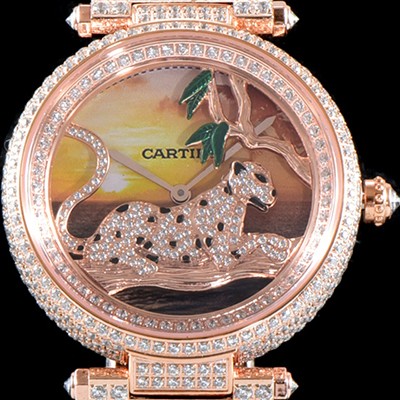 홍콩명품 [까르띠에] 남성용 팬더 오 끌레르 드 륀 드 까르띠에 워치!! HPI00970 매뉴팩처 다이얼 브릴리언트 컷 다이아몬드 18K 로즈골드 스위스 쿼츠 무브먼 CAR4040  
