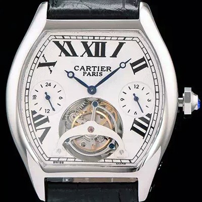 홍콩명품 [까르띠에] 남성용 로통 드 까르띠에 투어빌론 시리즈 화이트다이얼 CAR0303  