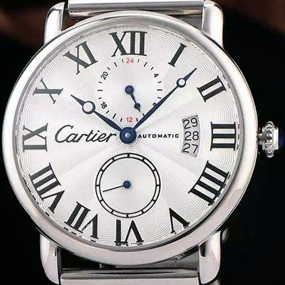 홍콩명품 [까르띠에] 남성용 롱드더 까르띠에 서브 세컨즈 물결무늬 실버 다이얼 블랙 로마 인덱스 스위스 ETA 2824-A2오토매틱 무브먼 CAR0335  
