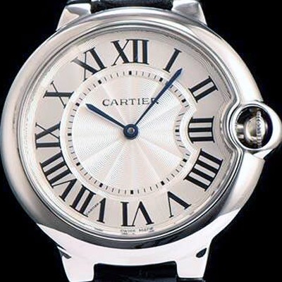 홍콩명품 [까르띠에] 남성용 발롱블루 WE902056 화이트 다이얼 블랙 레더스트랩 CAR0030  