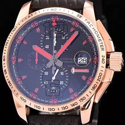 홍콩명품 [쇼파드] 남성용 클레식 레이싱 밀레 밀레밀리아 1000 모델 크로노그래프 18k 로즈골드 블랙 다이얼 일본산 쿼츠 무브먼 CHO0450  