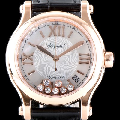 홍콩명품 [쇼파드] 여성용 베스트셀러!!해피 스포츠 274808-5001 36MM 스테인리스 스틸 다이아몬드UP!! 고급스러운 18K로즈골드 케이스 화이트 다이얼 오토매틱 무브먼트 CHO0240  