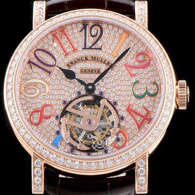 홍콩명품 [프랭크 뮬러] 남성용 Men's 컴플리케이션 7008 T D 뚜르비용 18K 로즈골드 브릴리언트 컷 다이아몬드 풀 셋팅 골드 다이얼 아시안 투어빌론 탑재 FRA0203  
