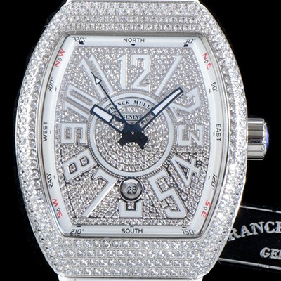 홍콩명품 [프랭크 뮬러] 남성용 마스터 컴플리케이션 V45 SC DT YACHTING 5N 뱅가드 요팅!! 일본산 최상급 퀄리티의 쥬얼셋팅 케이스 다이아몬드 풀 셋팅 다이얼 스위스 ETA 2824-A2오토매틱 FRA0410  