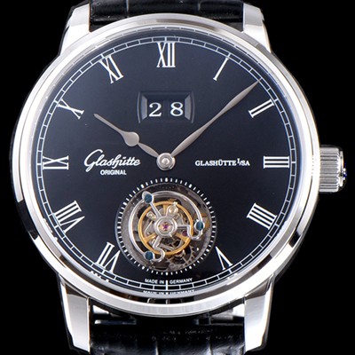 홍콩명품 [글라슈테 오리지날] 남성용 세나토 1-94-03-04-04-04 데이트 투르비옹 블랙 다이얼 아시안 투어빌론 탑재 무브먼트 GLA4221  