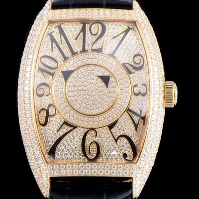 홍콩명품 [프랭크 뮬러] 남성용 화려함 극대화!!카사블란카 7850 DM D CD 더블 미스터리 최상급 퀄리티 쥬얼 옐로우골드 다이아몬드 풀 셋팅 스위스 ETA 2824-A2 오토매틱 무브먼트 FRA0430  