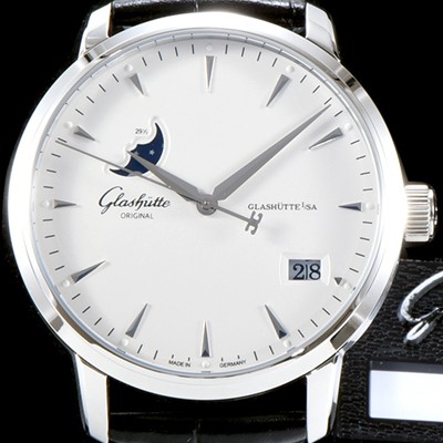 홍콩명품 [글라슈테 오리지날] 남성용 세나토 1-36-04-05-02-02 클래식 문페이즈 up!! 화이트 다이얼 (기계식 자동)오토매틱 무브먼트 GLA4210  