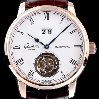 홍콩명품 [글라슈테 오리지날] 남성용 세나토 1-94-03-05-04-30 18K 로즈골드 데이트 투르비옹 화이트 다이얼 아시안 투어빌론 탑재 무브먼트 GLA4220  