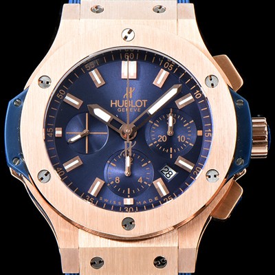홍콩명품 [휴블렛] 남성용 New pgrade!!빅뱅 301.PX.7180.LR 18K 로즈 골드 크로노그래프 44MM 블루 다이얼 수정형 ETA 7750 오토매틱 무브먼트 HUB0231  