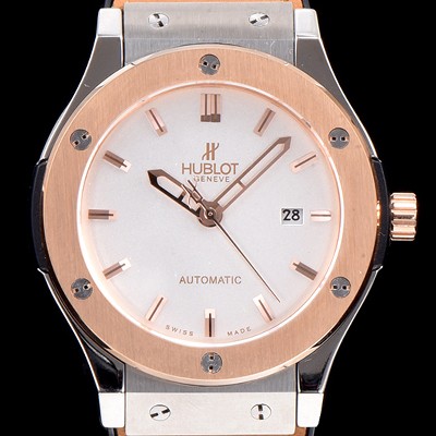 홍콩명품 [휴블렛] 남성용 클레식 퓨전 511.NO.1180.LR 18K 로즈골드 투톤콤비 케이스 화이트 다이얼 오토매틱 무브먼트 HUB0200  