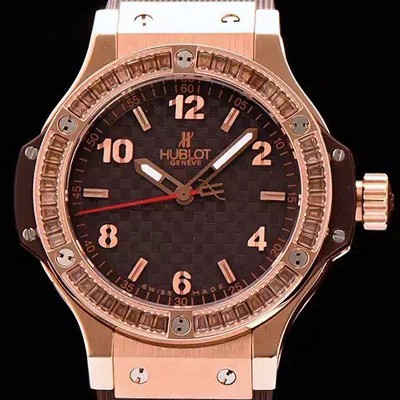 홍콩명품 [휴블렛] 여성용 빅뱅 에볼루션 쿼츠 다이아몬드 버젼 브라운다이얼 HUB0415  