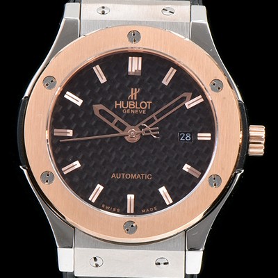 홍콩명품 [휴블렛] 남성용 클레식 퓨전 511.NO.1180.LR 18K 로즈골드 투톤콤비 케이스 블랙 텍스쳐드 다이얼 오토매틱 무브먼트 HUB0200  