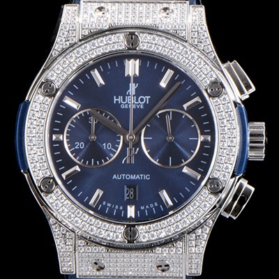 홍콩명품 [휴블렛] 남성용 클레식 퓨전 521.NX.1171.LR.1104 최상급 쥬얼 다이아몬드 세팅 크로노그래프 블루 다이얼 오토매틱 무브먼트 HUB0201  