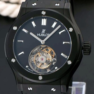 홍콩명품 [휴블렛] 남성용 솔로 뱅 투어빌론 블랙 다이얼/세라믹 베젤 HUB1051  