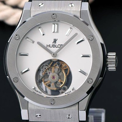 홍콩명품 [휴블렛] 남성용 솔로 뱅 투어빌론 화이트 다이얼/세라믹 베젤 화이트다이얼 HUB1054  