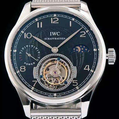 홍콩명품 [아이더블유씨] 남성용 포르투기즈 투어빌론 문페이즈 파워리져브 실버 인덱스 블랙 다이얼 스틸 메쉬 브레이슬릿 IWC0212  